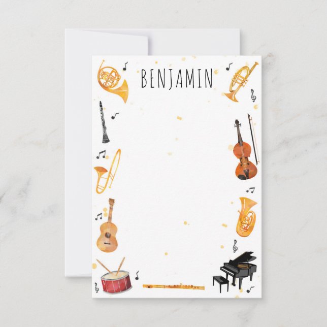 Instrument and Music Vielen Dank Notizbuch Station Dankeskarte (Vorderseite)