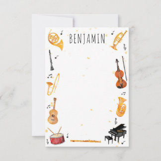 Instrument and Music Vielen Dank Notizbuch Station Dankeskarte