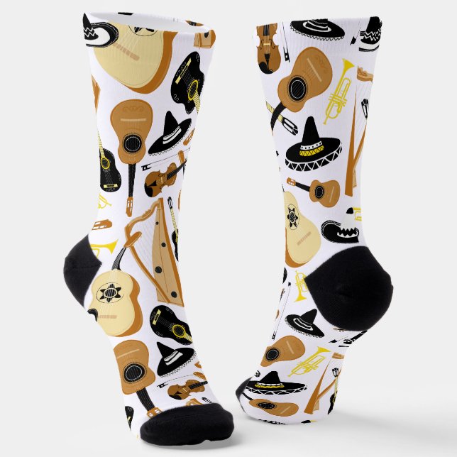 Instrumente der Mariachi-Band Gemustert Socken (Gewinkelt)