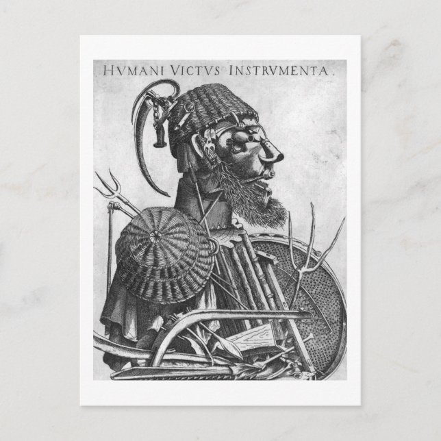 Instrumente der menschlichen Trägheit, Arcimboldo Postkarte (Vorderseite)