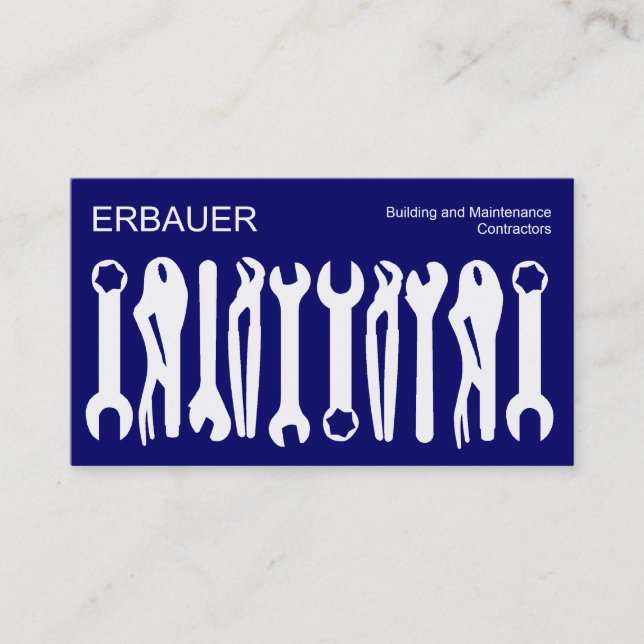 Instrumente des Handels - Weiß auf Dunkelblau 0000 Visitenkarte (Vorderseite)