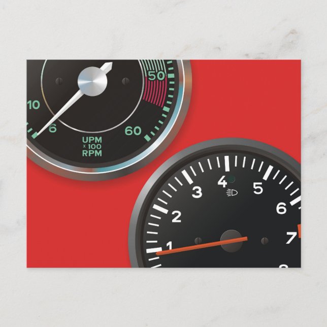 Instrumente für das Vintage Auto / klassische Fahr Postkarte (Vorderseite)