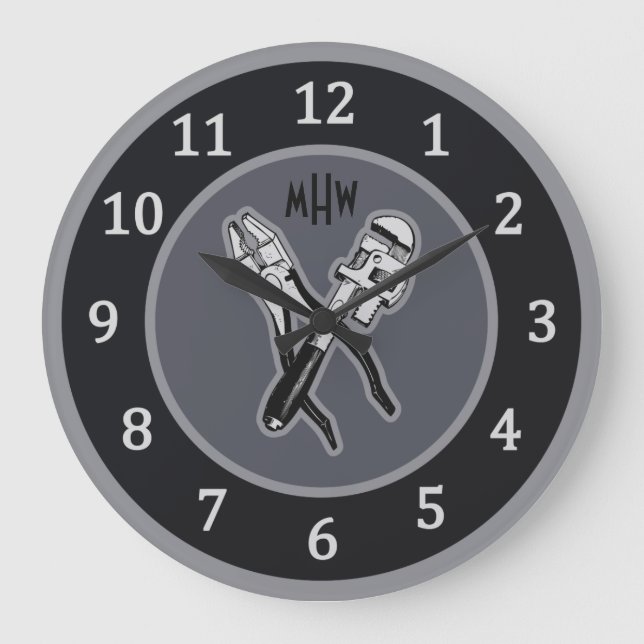 INSTRUMENTE kundenspezifische Monogramm-Wanduhren Große Wanduhr (Vorderseite)