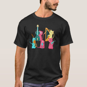 Instrumentenspieler Katzen Musiker Lustiges Tier T-Shirt