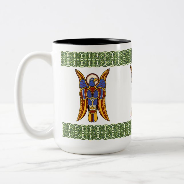Insular Art "Eagle of John" Illuminated Manuskript Zweifarbige Tasse (Links)