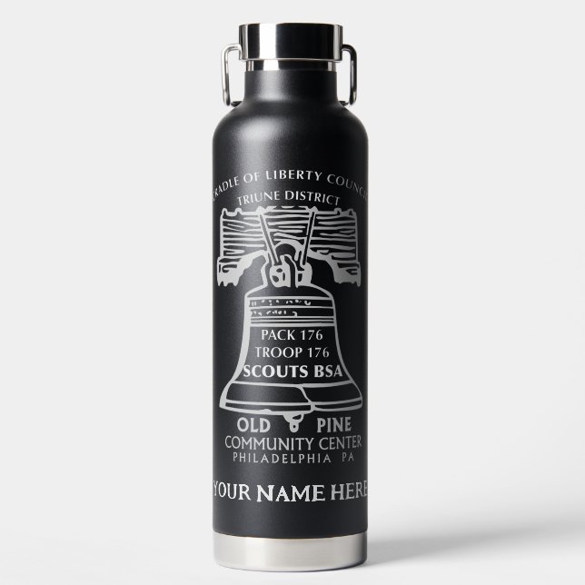 Insulated Water Bottle - Black (Personalized) Trinkflasche (Vorderseite)