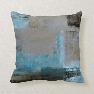 "Inszenierte" aquamarine und Browns abstrakte Kissen