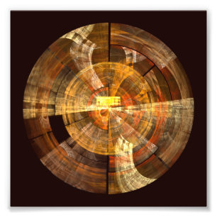Integrale radiale abstrakte Kunst in warmen Goldtö Fotodruck
