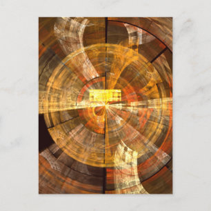 Integrale radiale abstrakte Kunst in warmen Goldtö Postkarte