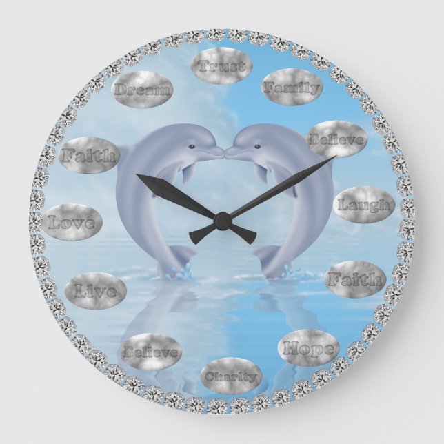 INTEGRIERTES DOLPHIN-LOVERS-ZEICHEN GROßE WANDUHR (Vorderseite)