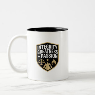 Integrität Größe Leidenschaft Motivation Zweifarbige Tasse