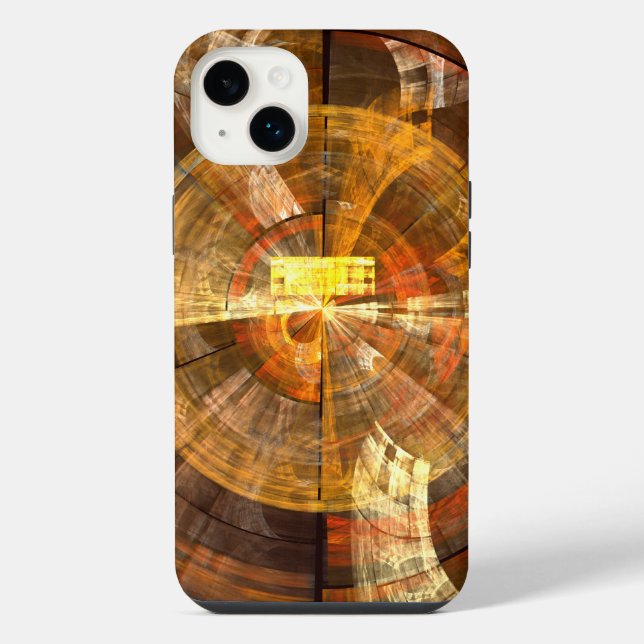 Integrität Radiale abstrakte Kunst in warmen Goldt iPhone 14 Plus Hülle (Rückseite)