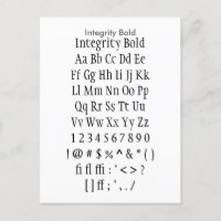 Integrity Bold - Zazzle Schriftart Sampler Sheet