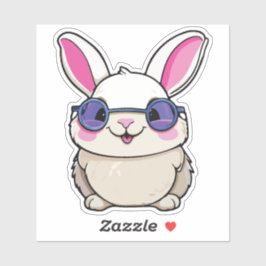 Intellectual Rabbit Sticker with Glasses