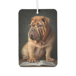 Intelligent Shar Pei Dog mit Buchdesign Autolufterfrischer