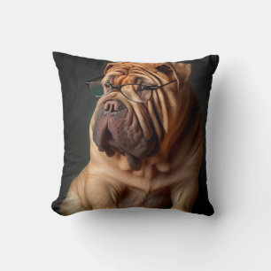 Intelligent Shar Pei Dog mit Buchdesign Kissen