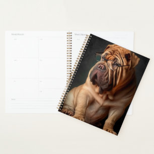 Intelligent Shar Pei Dog mit Buchdesign Planer
