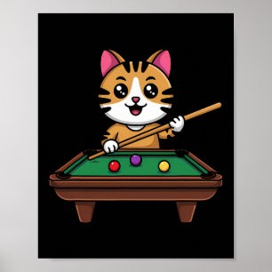 Intelligente Cat Playing Billiards Funny Humour m Poster