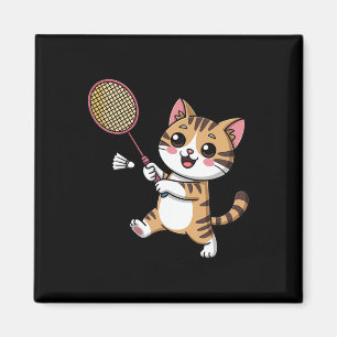 Intelligente Cat Playing Dminton Funny Humour Magnet