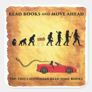 Intelligente Cavewoman: Lesen Sie Bücher und Quadratischer Aufkleber