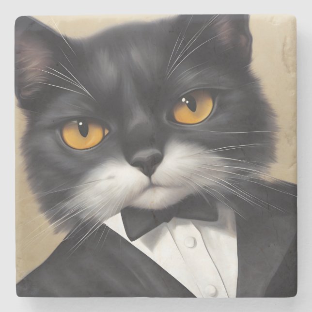Intelligente Katze Steinuntersetzer (Vorderseite)