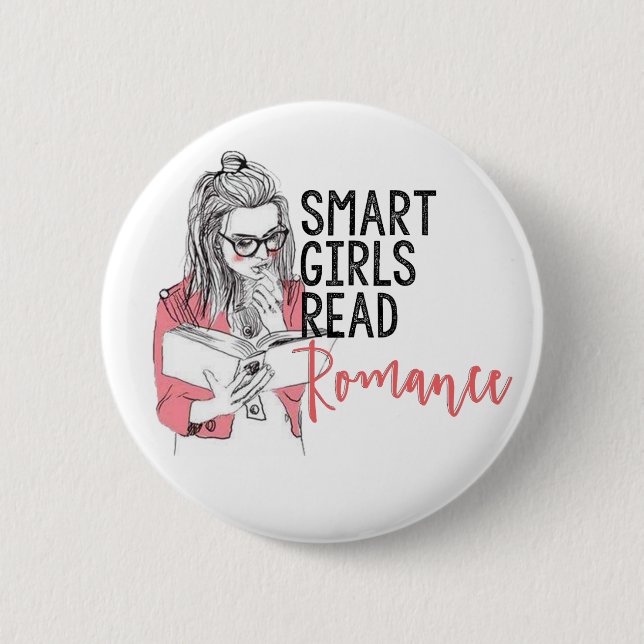 Intelligente Mädchen lasen Romance Kreis-Knopf Button (Vorderseite)
