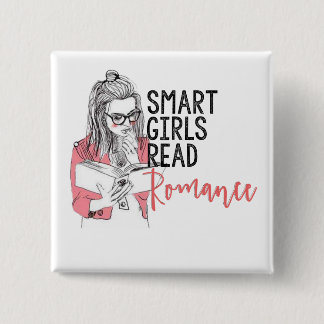 Intelligente Mädchen lasen Romance quadratischen Button