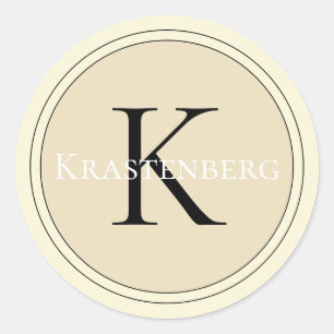 Intelligente Monogramm-Creme für benutzerdefiniert Runder Aufkleber