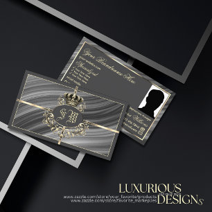 Intelligente Royal Grau Gold Krone mit Monogramm F Visitenkarte