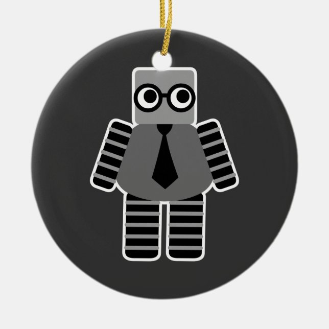 Intelligenter Geek-Roboter Keramik Ornament (Vorne)