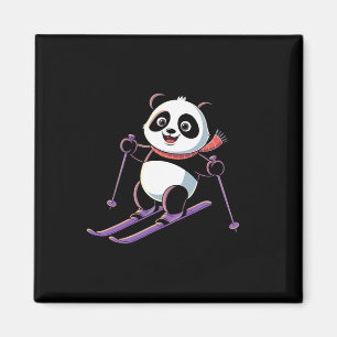 Intelligenter Panda spielt Skifahren lustig humorv Magnet