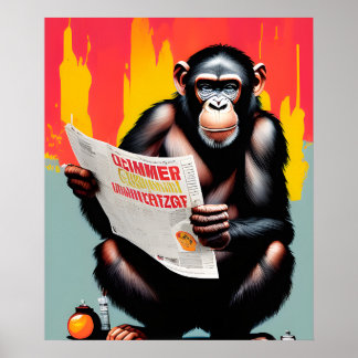 Intelligentes Affenplakat Individuelles Schimpanse Poster