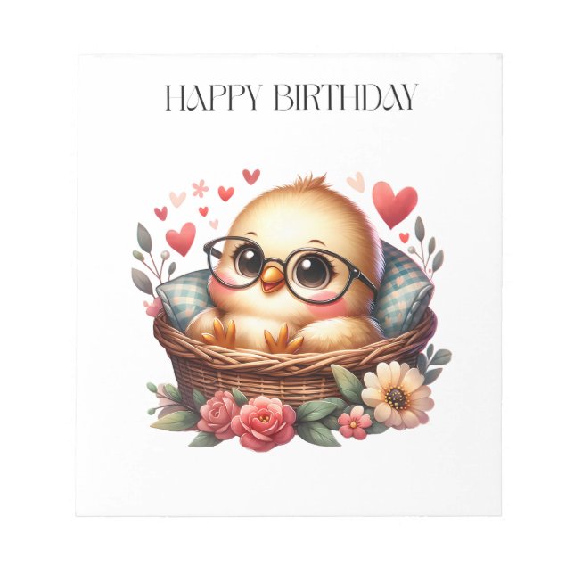 Intelligentes Hühnerchen Geburtstag Notizblock (Vorderseite)