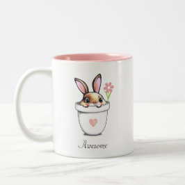 Intelligentes Kaninchen mit Blume und Herz Zweifarbige Tasse