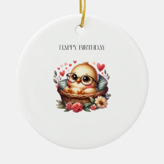 Intelligentes Küken Geburtstag Keramik Ornament