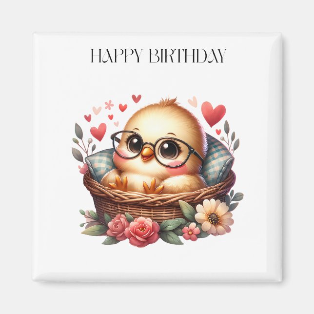 Intelligentes Küken Geburtstag Magnet (Vorne)