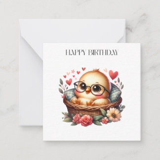 Intelligentes Küken Geburtstag Mitteilungskarte