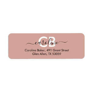 Intemporel - Peach Pink Monogram Étiquette de adre