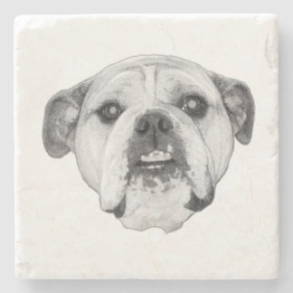 Intense bulldog stare in bold monochrome steinuntersetzer