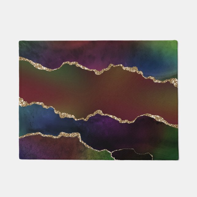 Intense Dark Agate | Moody Rainbow Jewel Tone Fußmatte (Vorderseite)