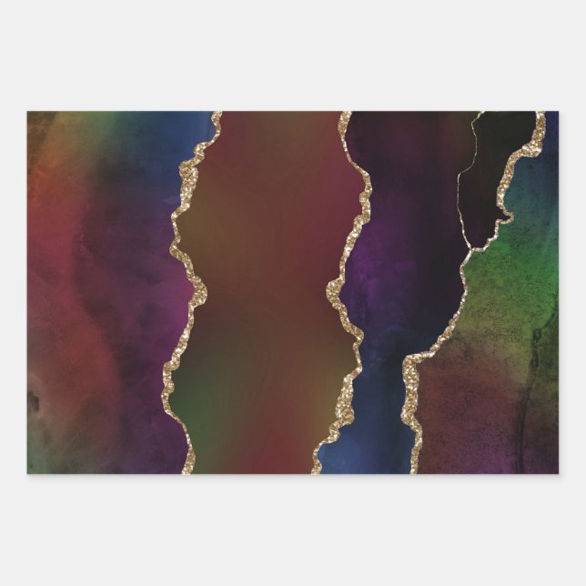 Intense Dark Agate | Moody Rainbow Jewel Tone Geschenkpapier Set (Vorderseite)
