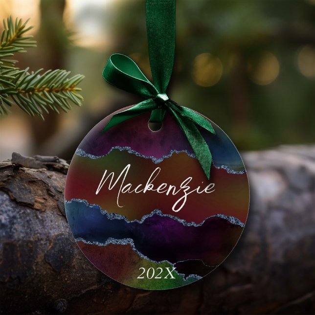 Intense Dark Agate | Moody Rainbow Jewel Tone Keramik Ornament (Von Creator hochgeladen)