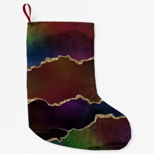 Intense Dark Agate   Moody Rainbow Jewel Tone Kleiner Weihnachtsstrumpf