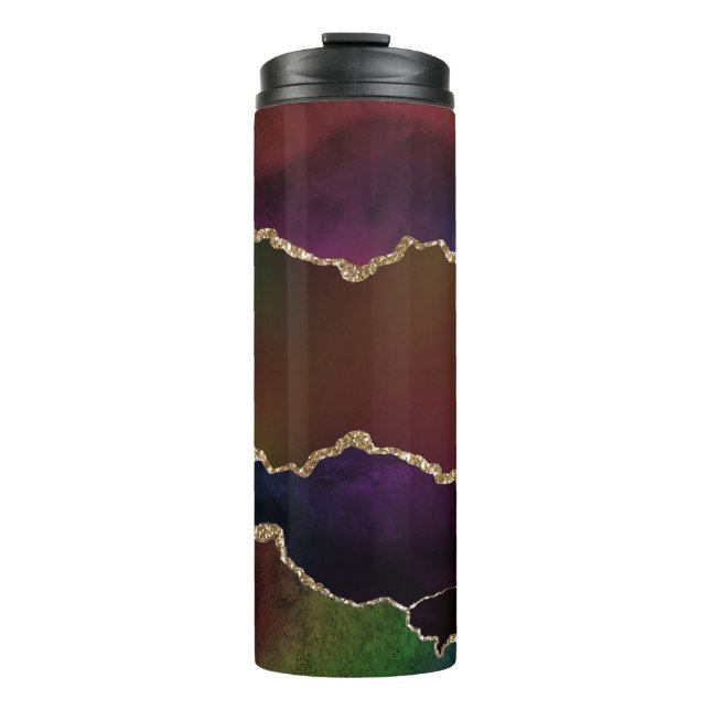 Intense Dark Agate | Moody Rainbow Jewel Tone Thermosbecher (Vorderseite)