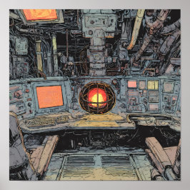 Intense Dystopian Art: Burning Core Sci-Fi Poster