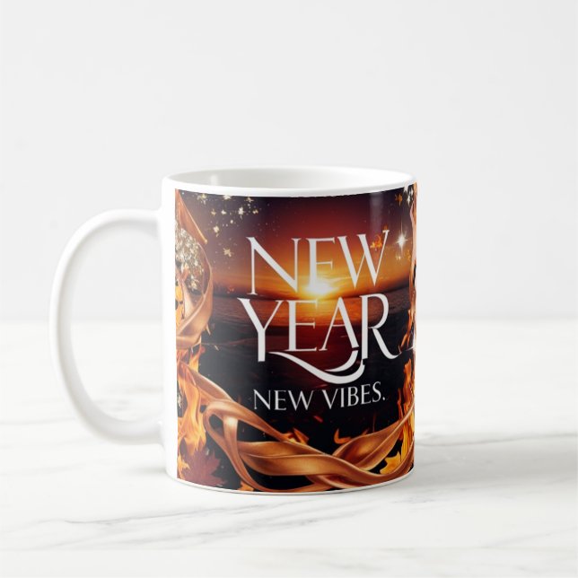 Intense Fire Sunset "New Year, New Vibes" Premium  Kaffeetasse (Links)