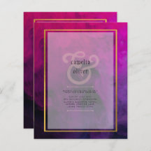 Intense Magenta Plum Lila INK Wedding INVITE