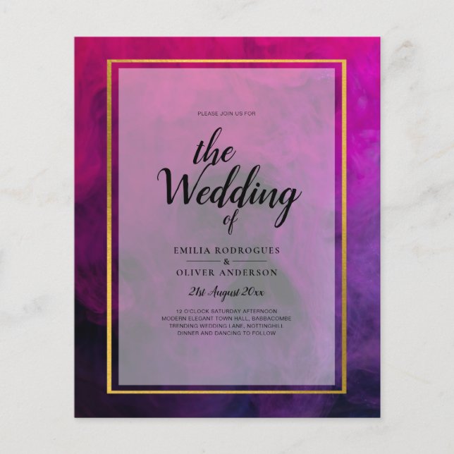 Intense Magenta Plum Lila INK Wedding INVITE Flyer (Vorne)