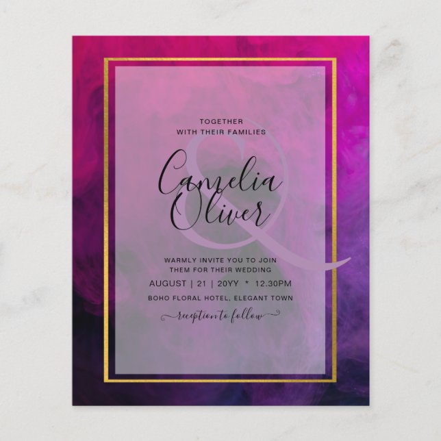 Intense Magenta Plum Lila INK Wedding INVITE Flyer (Vorne)