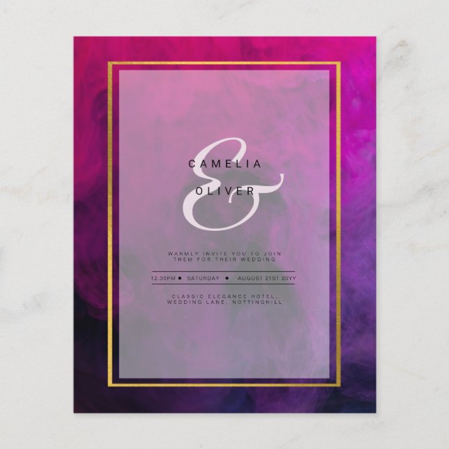 Intense Magenta Plum Lila INK Wedding INVITE Flyer (Vorne)